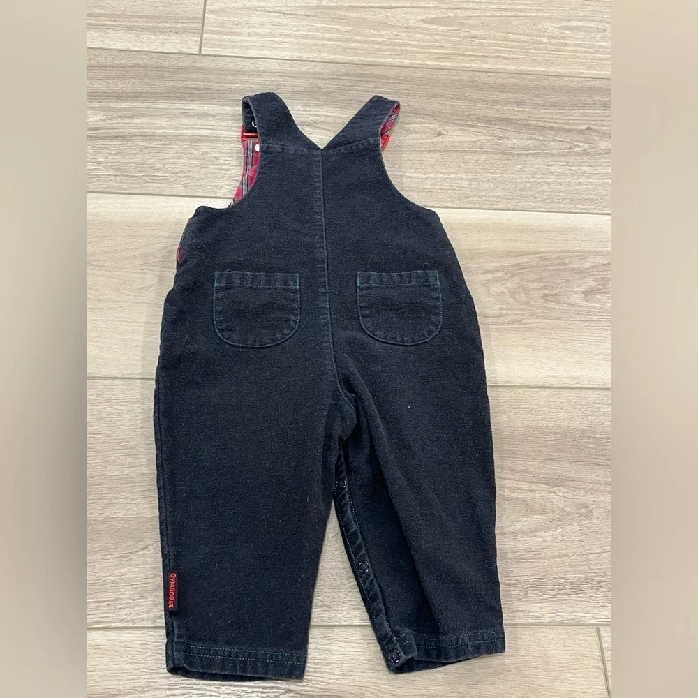Vintage Gymboree Overalls Boys Size XS 12-18m Tan Colorblock Bubble